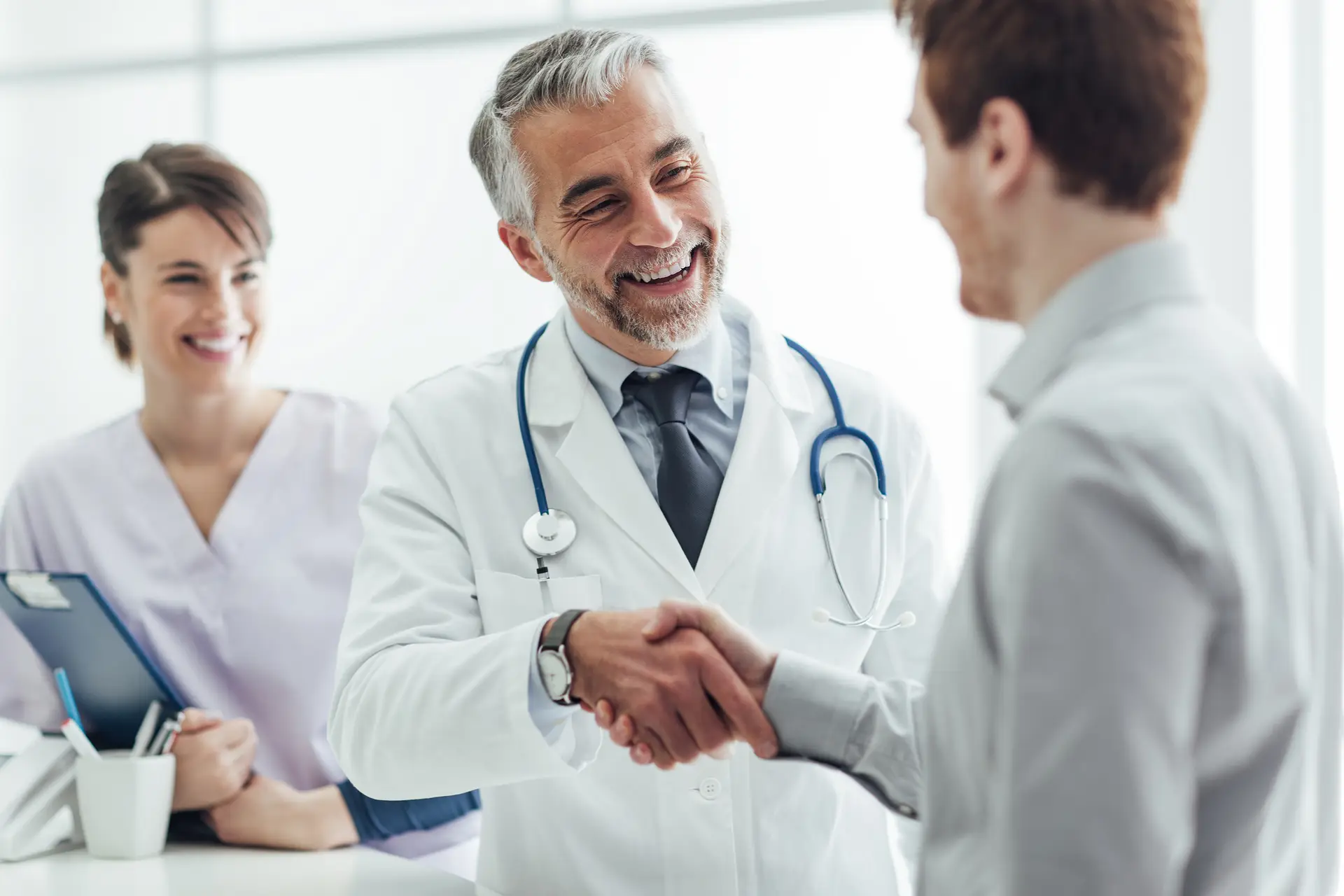 Patient and smiling physician