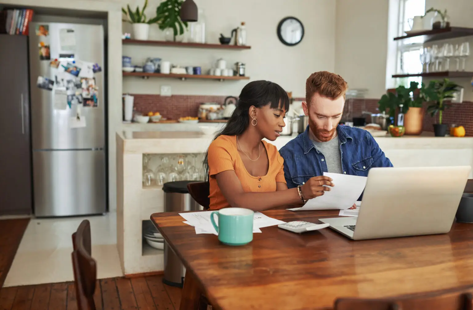 young couple reviewing their finances